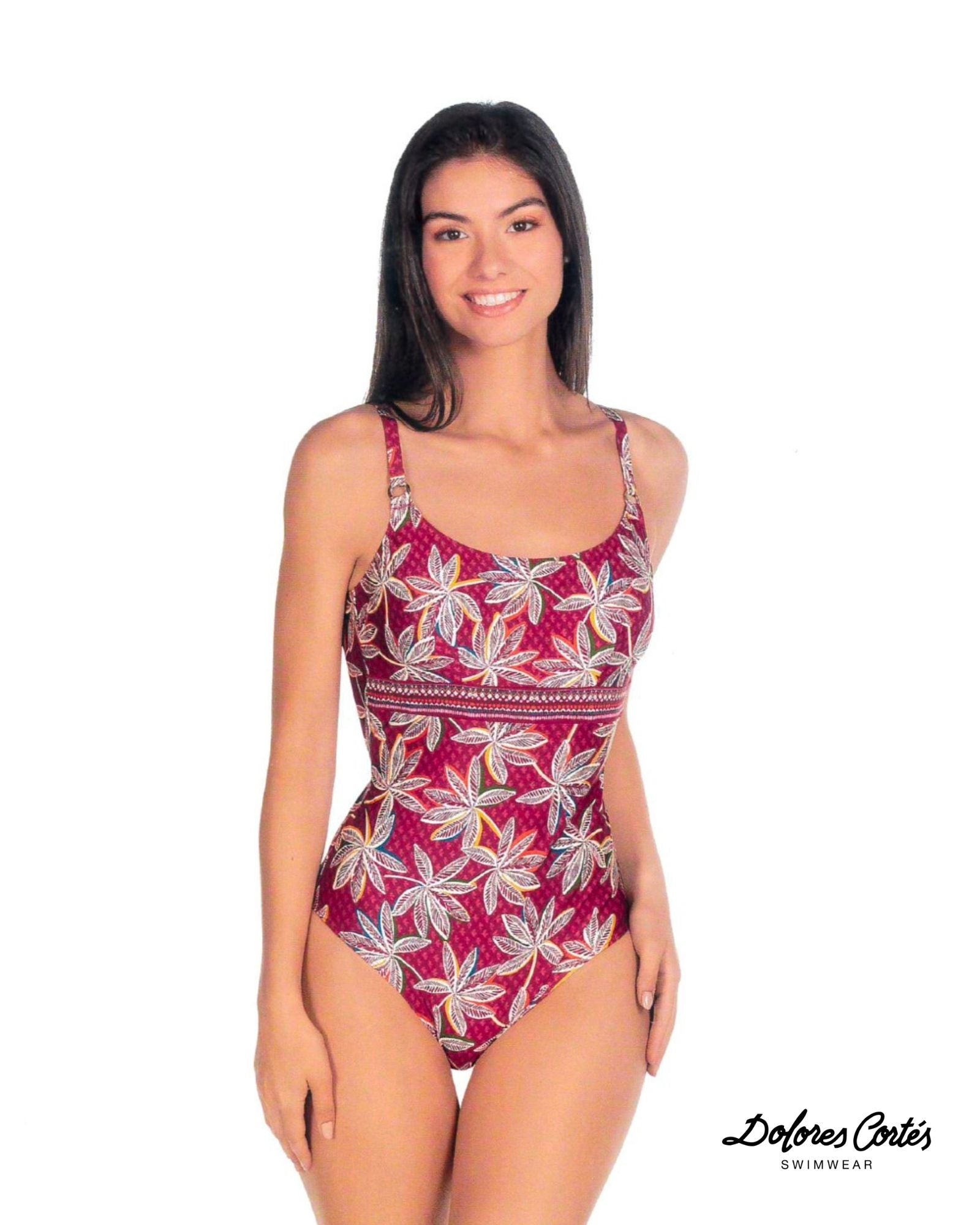 Costume Intero con Foglie Stilizzate